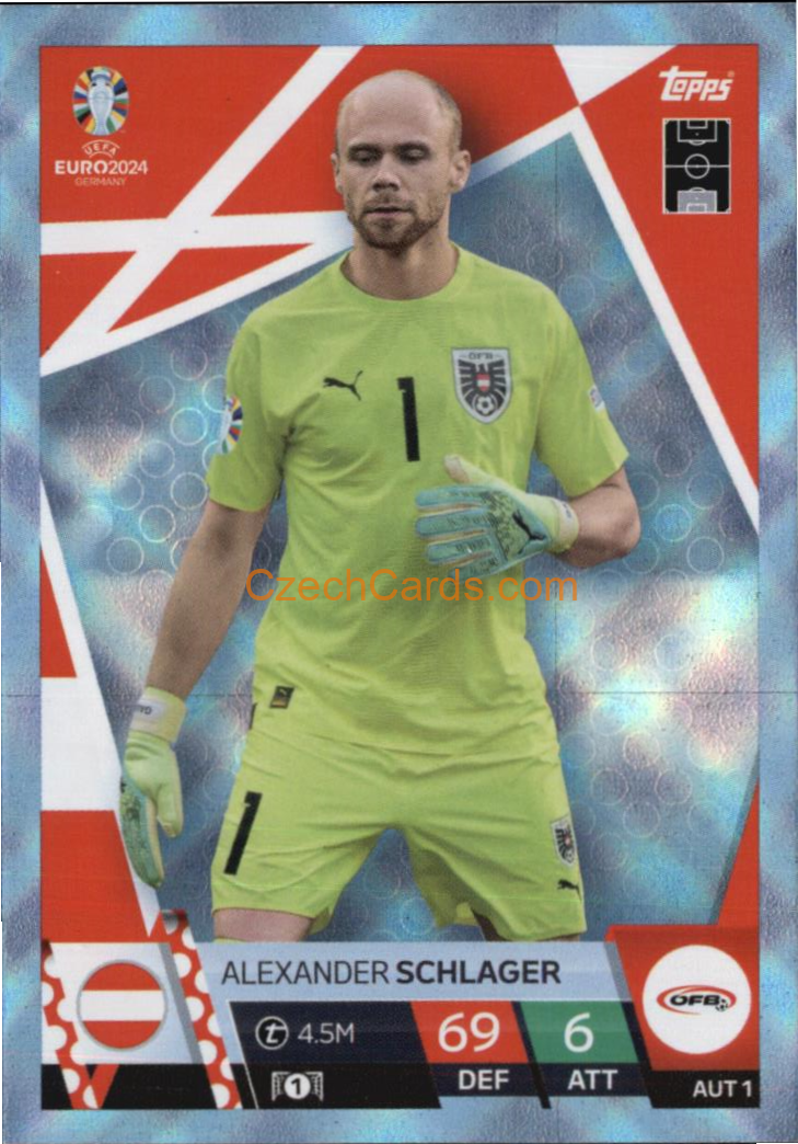 Alexander Schlager 2024 EURO Match Attax Crystal Parallel #AUT1