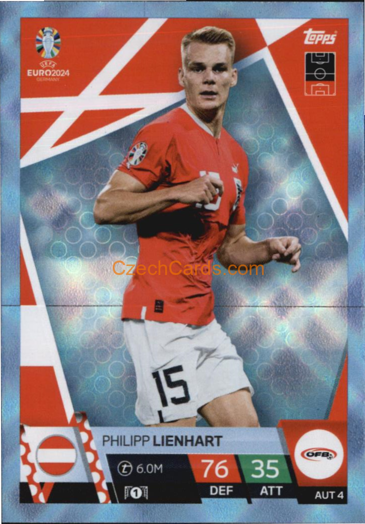 Philipp Lienhart 2024 EURO Match Attax Crystal Parallel #AUT4