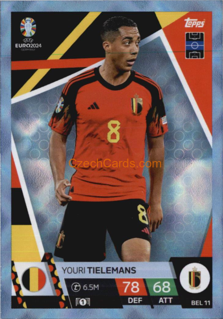 Youri Tielemans 2024 EURO Match Attax Crystal Parallel #BEL11