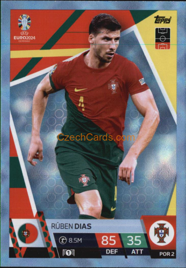 Rúben Dias 2024 EURO Match Attax Crystal Parallel #POR2