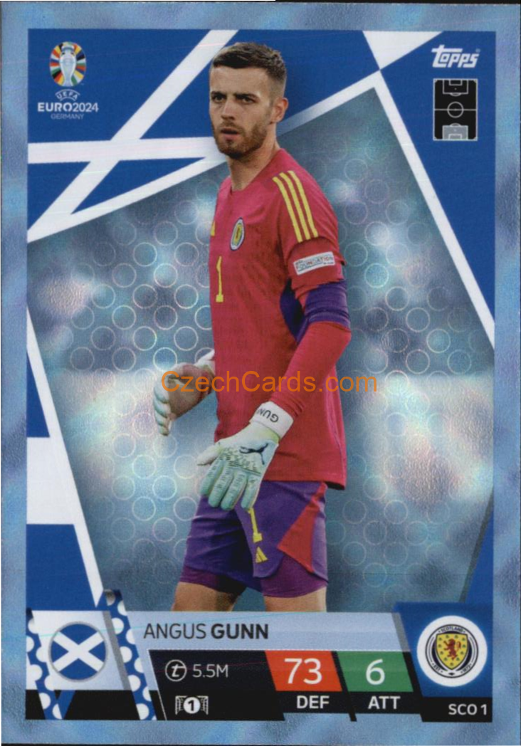 Angus Gunn 2024 EURO Match Attax Crystal Parallel #SCO1