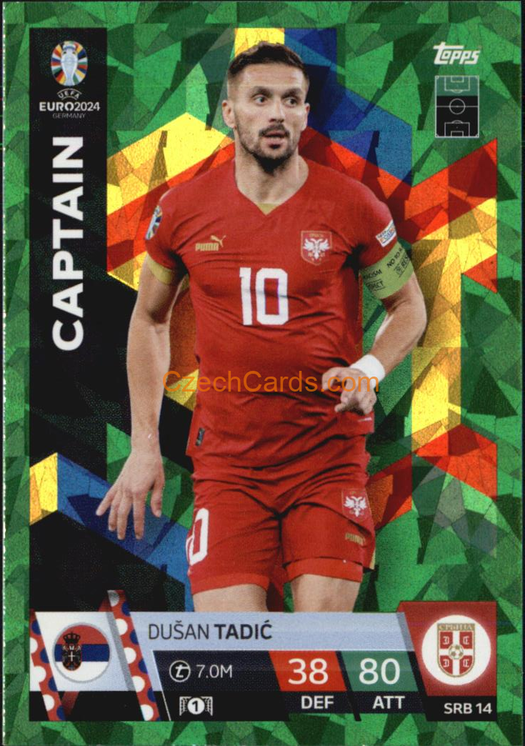 Dušan Tadić 2024 EURO Match Attax Captain Green Parallel #SRB14