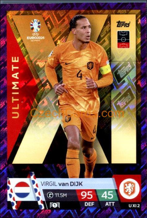 Virgil van Dijk 2024 EURO Match Attax Ultimate XL Purple parallel #UXI2