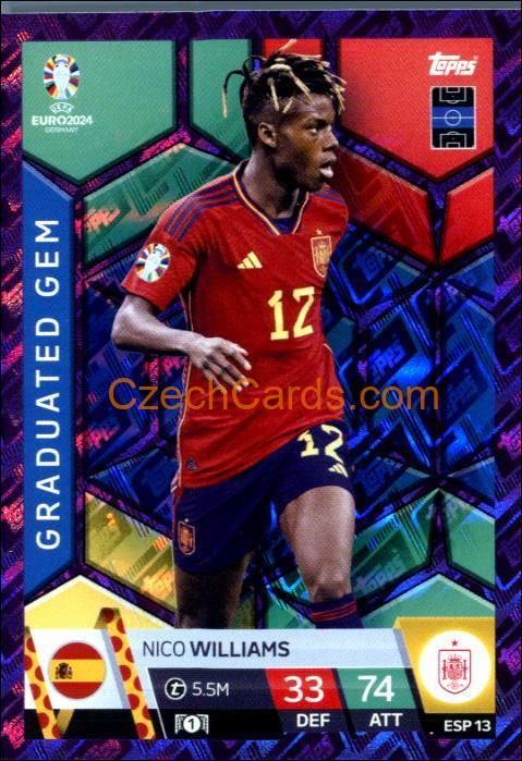 Nico Williams 2024 EURO Match Attax Graduated Gem Purple parallel #ESP13