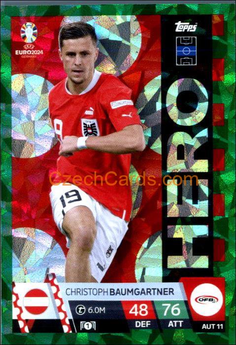 Christoph Baumgartner 2024 EURO Match Attax Hero Green Parallel #AUT11