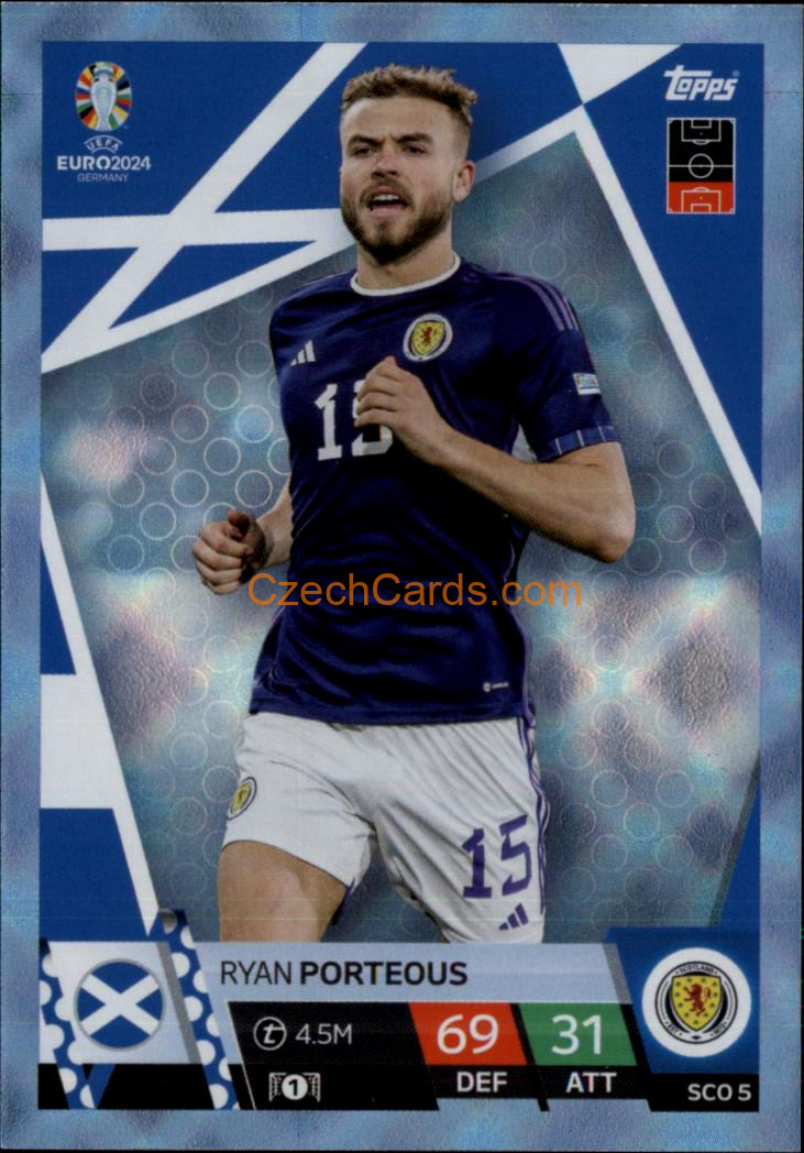 Ryan Porteous 2024 EURO Match Attax Crystal Parallel #SCO5
