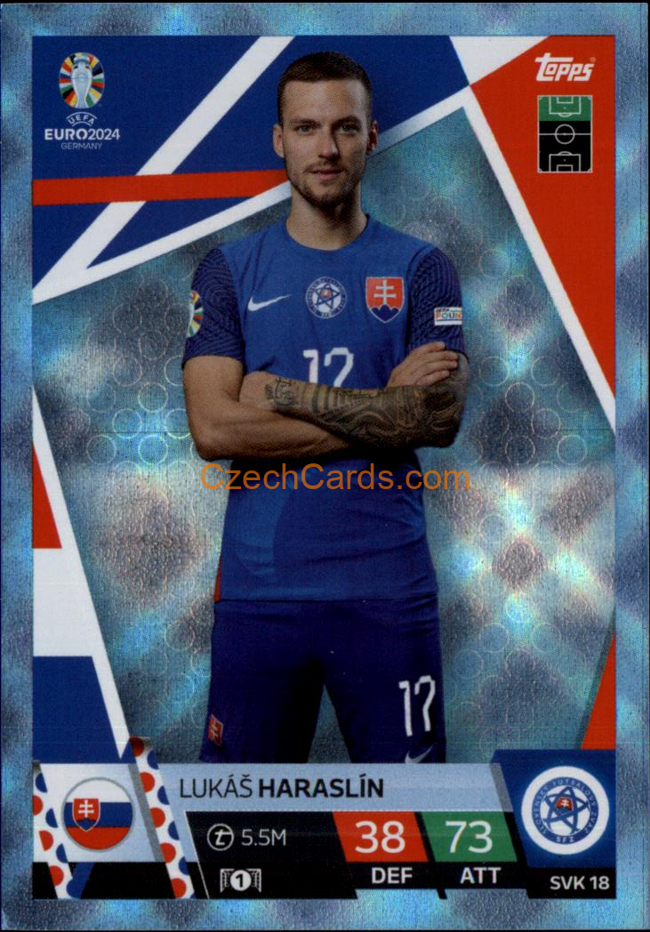 Lukáš Haraslín 2024 EURO Match Attax Crystal Parallel #SVK18