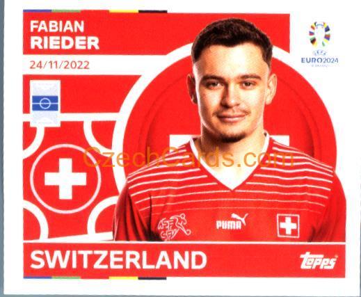 Fabian Rieder 2024 Topps UEFA Euro sticker #SUI14