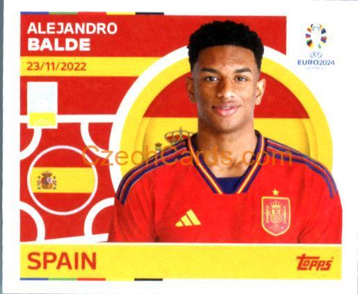 Alejandro Balde 2024 Topps UEFA Euro sticker #ESP7