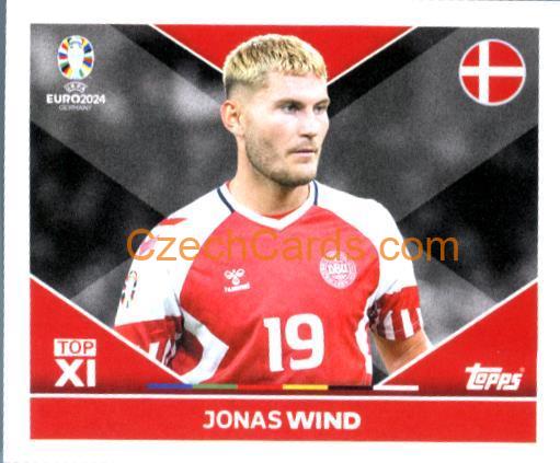 Jonas Wind 2024 Topps UEFA Euro sticker #DEN-TOP2