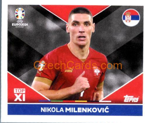 Nikola Milenković 2024 Topps UEFA Euro sticker #SRB-TOP1