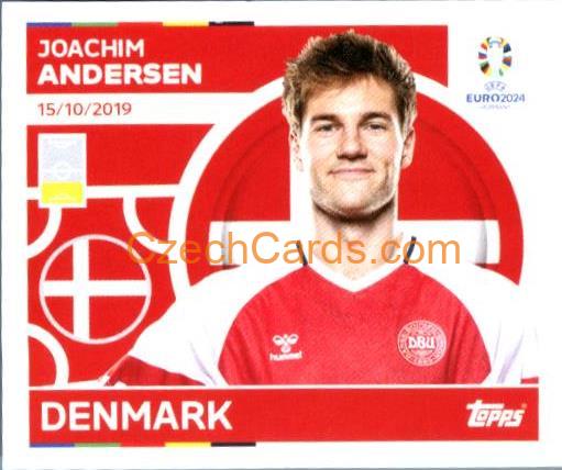 Joachim Andersen 2024 Topps UEFA Euro sticker #DEN7