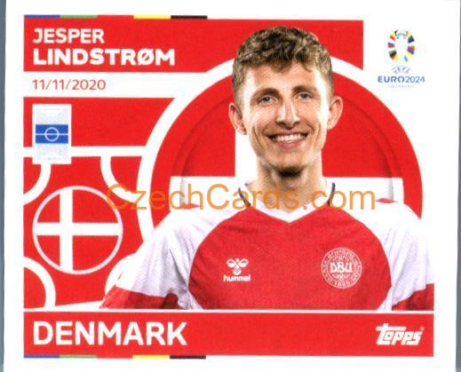 Jesper Lindstrøm 2024 Topps UEFA Euro sticker #DEN14