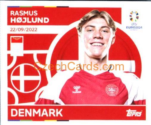 Rasmus Højlund 2024 Topps UEFA Euro sticker #DEN21