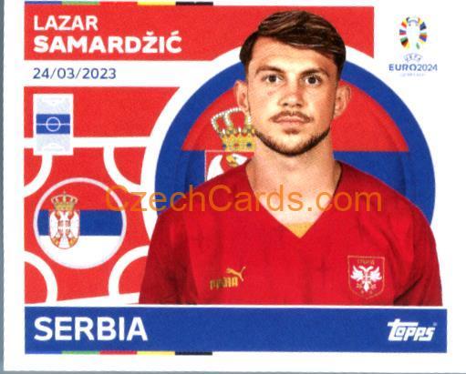 Lazar Samardžić 2024 Topps UEFA Euro sticker #SRB17