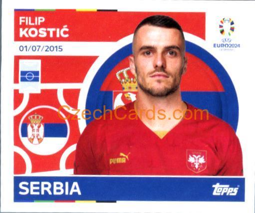 Filip Kostić 2024 Topps UEFA Euro sticker #SRB18
