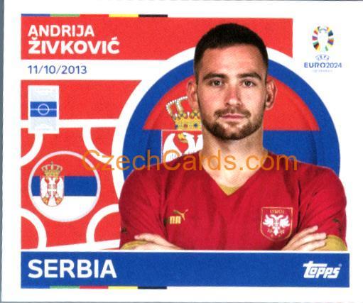 Andrija Živković 2024 Topps UEFA Euro sticker #SRB19