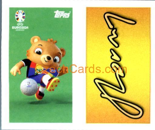Mascot / José Mourinho Signature 2024 Topps UEFA Euro sticker #MM1-2