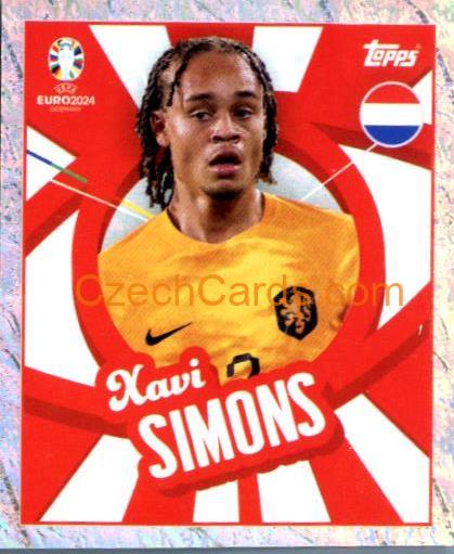 Xavi Simons 2024 Topps UEFA Euro sticker foil #NED-PTW