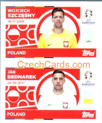 Wojciech Szczęsny / Jan Bednarek 2024 Topps UEFA Euro sticker #POL2-3