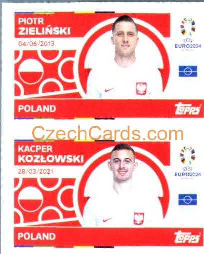 Piotr Zieliński / Kacper Kozłowski 2024 Topps UEFA Euro sticker #POL10-11