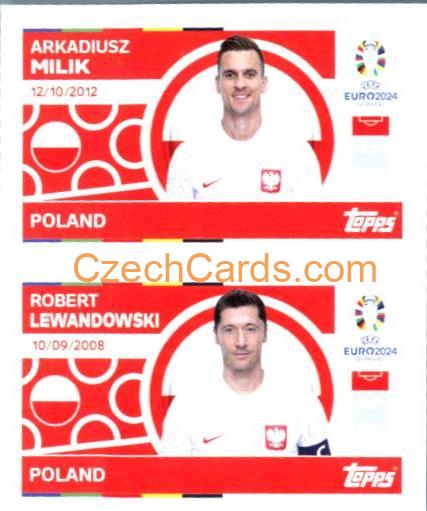 Arkadiusz Milik / Robert Lewandowski 2024 Topps UEFA Euro sticker #POL14-15