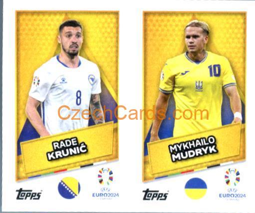 Rade Krunić / Mykhailo Mudryk 2024 Topps UEFA Euro sticker #UKR-BIH-SP