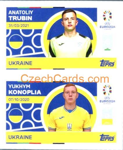 Anatoliy Trubin / Yukhym Konoplia 2024 Topps UEFA Euro sticker #UKR2-3