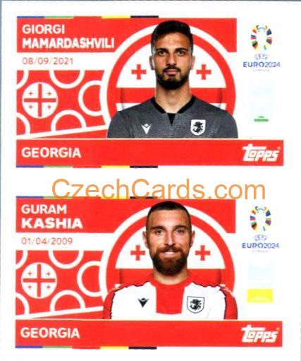 Giorgi Mamardashvili / Guram Kashia 2024 Topps UEFA Euro sticker #GEO2-3