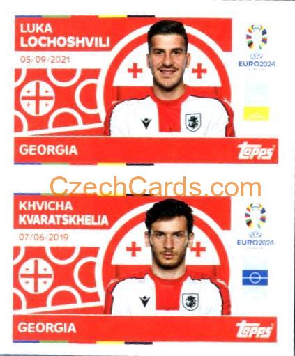 Luka Lochoshvili / Khvicha Kvaratskhelia 2024 Topps UEFA Euro sticker #GEO8-9