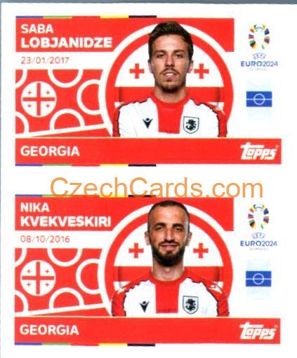 Saba Lobjanidze / Nika Kvekveskiri 2024 Topps UEFA Euro sticker #GEO10-11