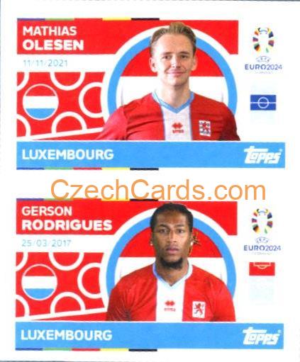 Mathias Olesen / Gerson Rodrigues 2024 Topps UEFA Euro sticker #LUX12-13