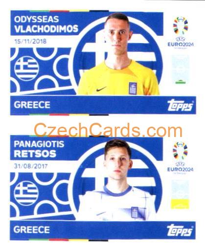 Odysseas Vlachodimos / Panagiotis Retsos 2024 Topps UEFA Euro sticker #GRE2-3
