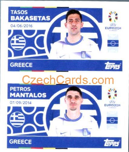 Tasos Bakasetas / Petros Mantalos 2024 Topps UEFA Euro sticker #GRE12-13
