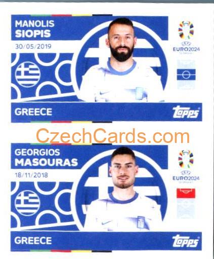Manolis Siopis / Giorgios Masouras 2024 Topps UEFA Euro sticker #GRE14-15