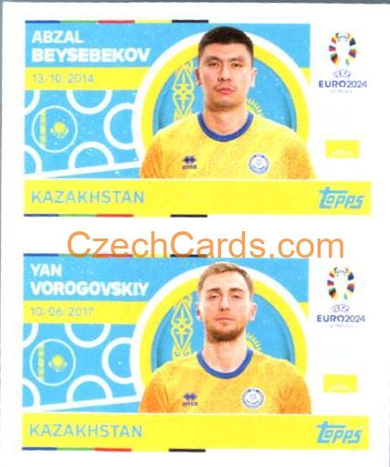 Abzal Beysebekov / Yan Vorogovskiy 2024 Topps UEFA Euro sticker #KAZ6-7