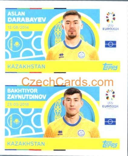 Aslan Darabayev / Bakhtiyor Zaynutdinov 2024 Topps UEFA Euro sticker #KAZ10-11