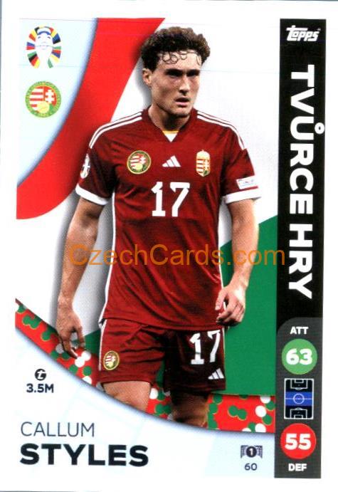 Callum Styles 2024 Topps Match Attax EURO LIDL Czech edition #60