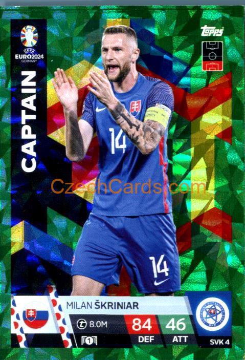 Milan Škriniar 2024 EURO Match Attax Captain Green Parallel #SVK4