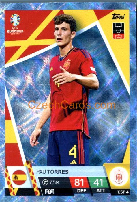 Pau Torres 2024 EURO Match Attax Crystal Parallel #ESP4