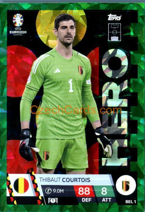 Thibaut Courtois 2024 EURO Match Attax Hero green parallel #BEL1