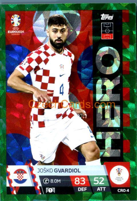 Joško Gvardiol 2024 EURO Match Attax Hero green parallel #CRO4