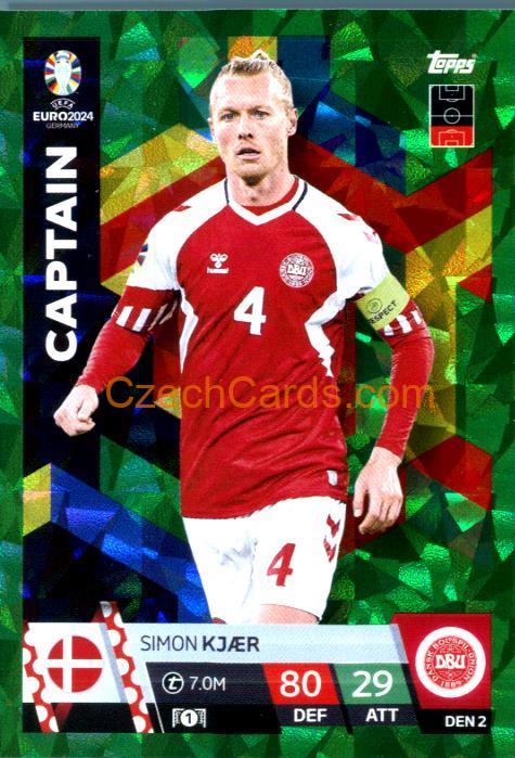 Simon Kjær 2024 EURO Match Attax Captain green parallel #DEN2