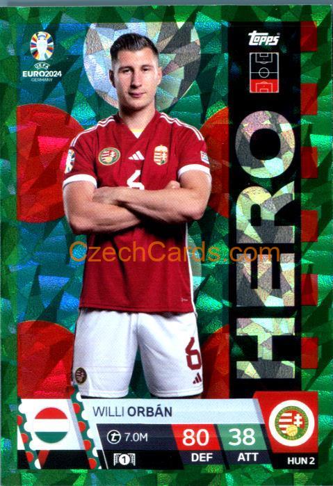 Willi Orbán 2024 EURO Match Attax Hero green parallel #HUN2