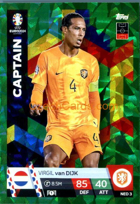 Virgil van Dijk 2024 EURO Match Attax Captain green parallel #NED3