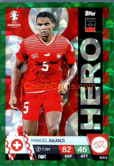 Manuel Akanji 2024 EURO Match Attax Hero green parallel #SUI2