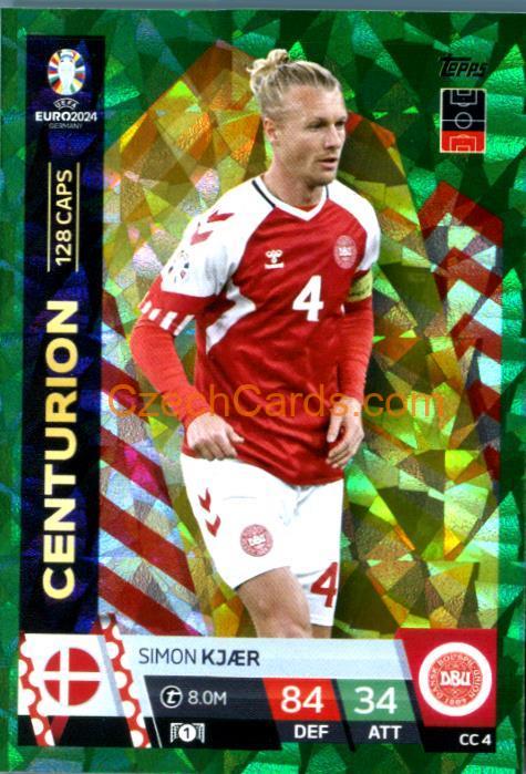 Simon Kjær 2024 EURO Match Attax Centurion green parallel #CC4