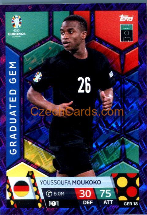 Youssoufa Moukoko 2024 EURO Match Attax Graduated Gem green parallel #GER18