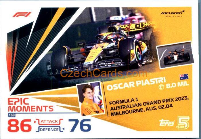 Oscar Piastri Epic Moments 2024 Topps Turbo Attax #169