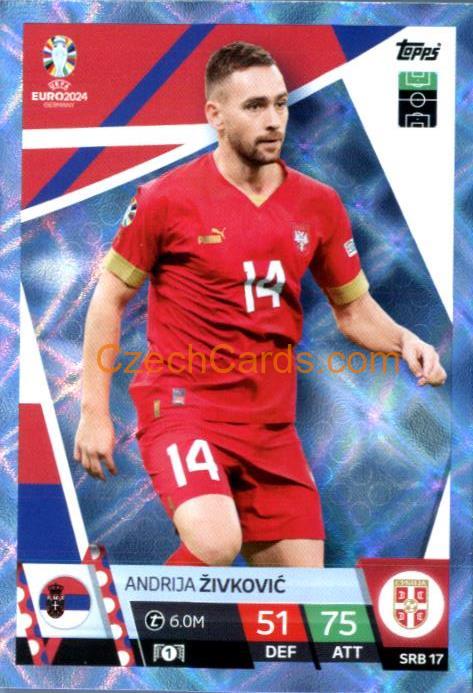 Andrija Živković 2024 EURO Match Attax crystal parallel #SRB17